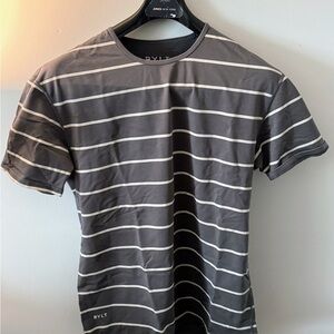 BYLT Basics Charcoal and White Striped Tee